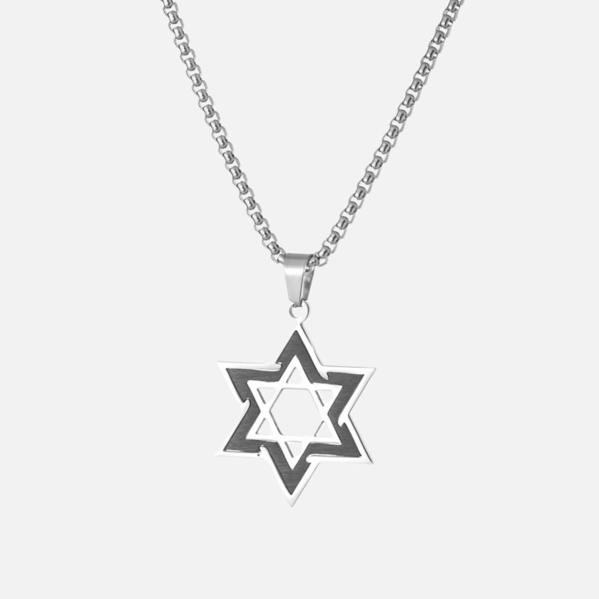 Dark Silver Star of David Necklace