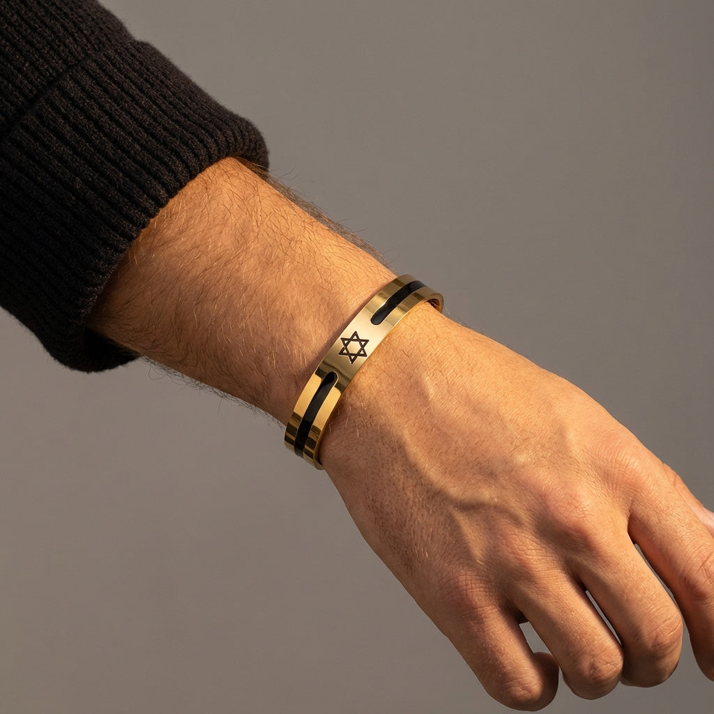 Star of David Steel Cuff Bracelet