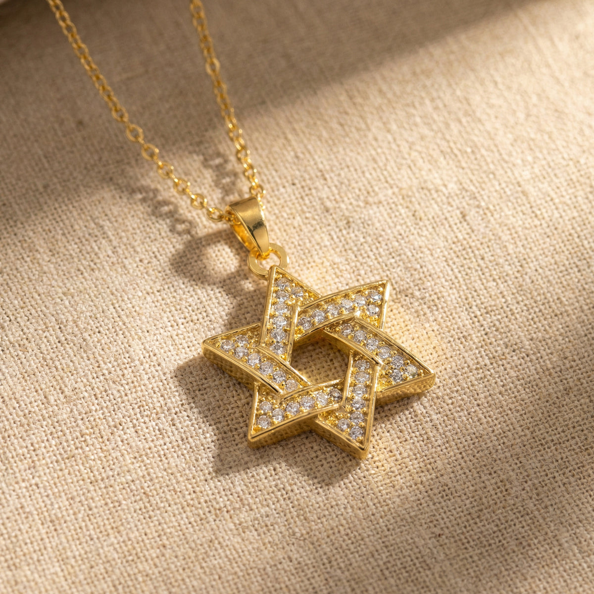 Gold Star of David Energy Necklace