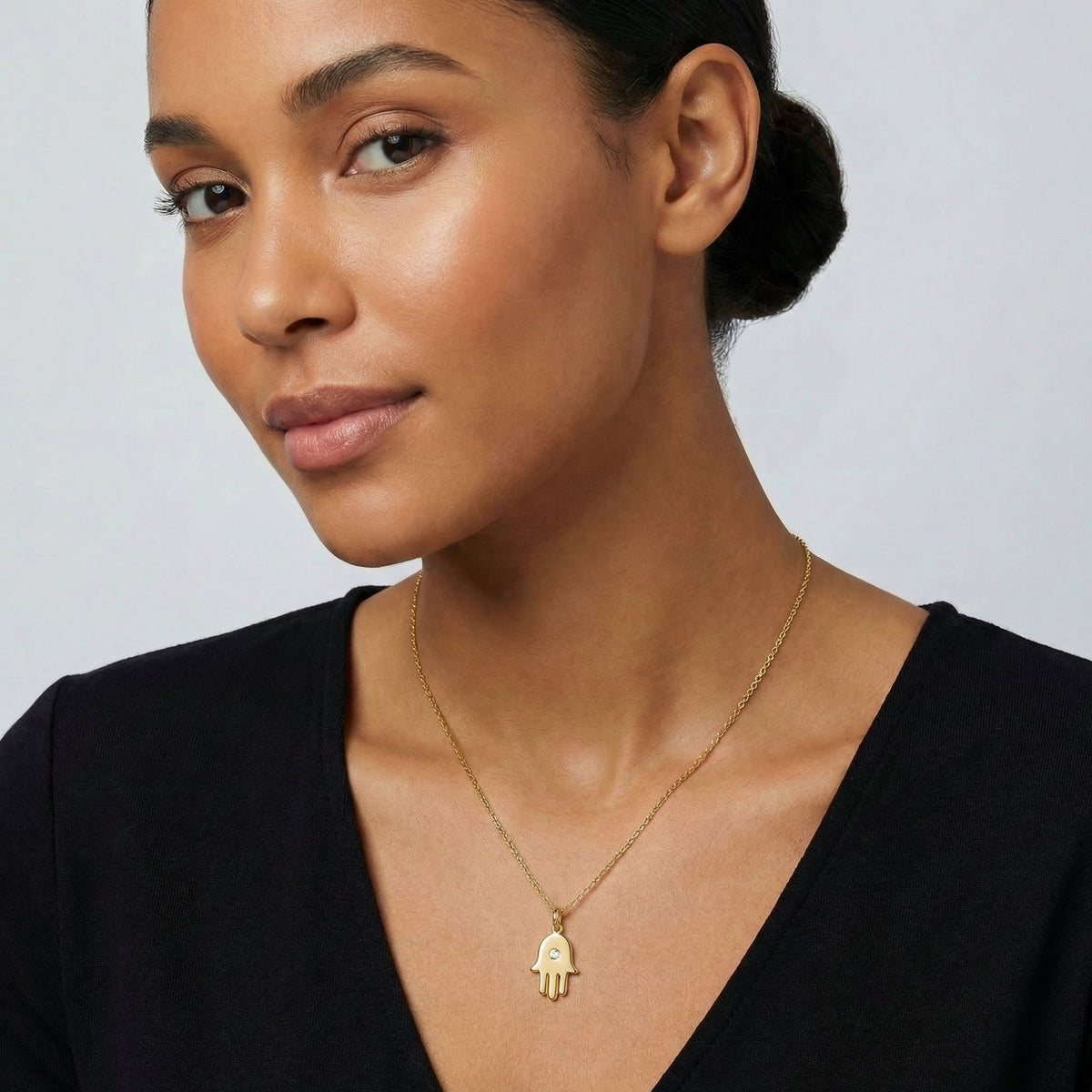 Hamsa Necklace in Gold Vermeil